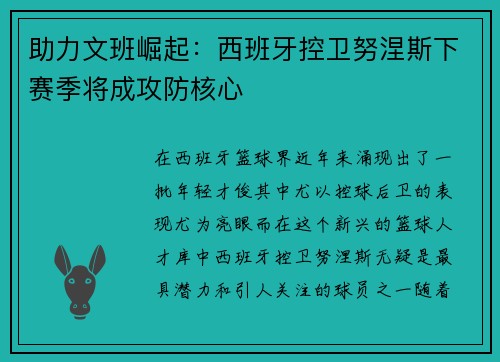 助力文班崛起：西班牙控卫努涅斯下赛季将成攻防核心